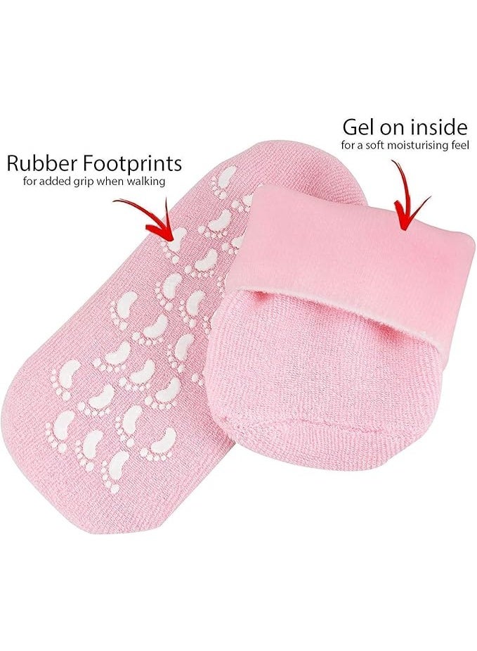 جوارب سيليكون للكعب لعلاج التشققات، زوج واحد من جوارب جل سبا للنساء والرجال، جوارب لحماية القدمين من التشققات والكعب مع زيوت طبيعية مرطبة وفيتامين هـ، تعمل على إصلاح جفاف وتشققات القدمين وتنعيم البشرة، لون عشوائي - Image 2